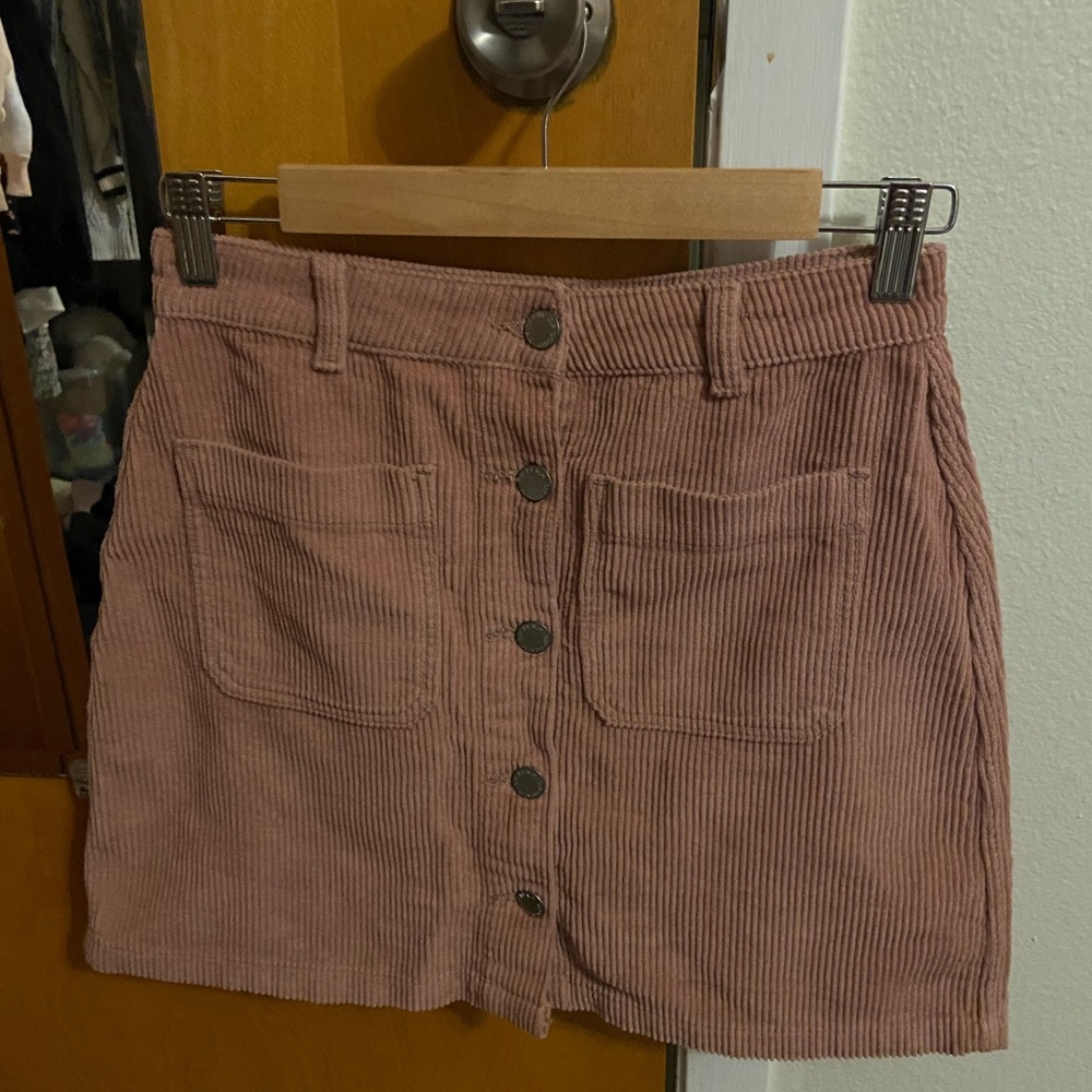 Light Pink Corduroy Mini Skirt